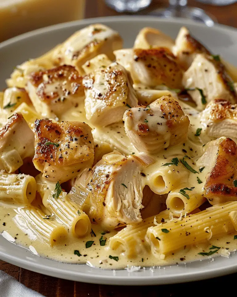 Creamy Garlic Butter Chicken and Rigatoni in Parmesan Sauce