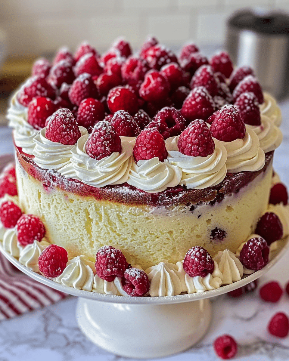 Heavenly White Chocolate Raspberry Cake