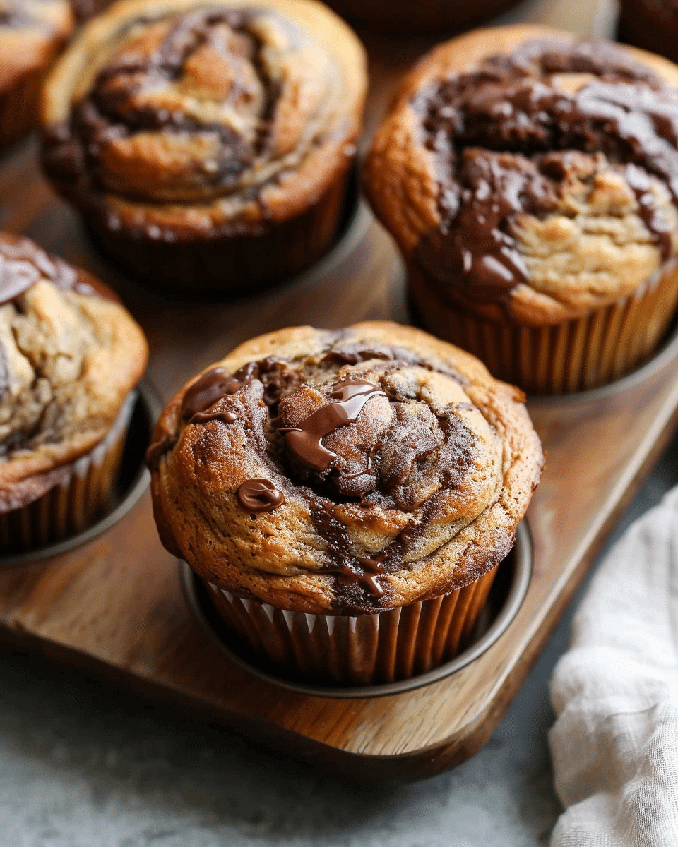 Nutella-Swirled Banana Muffins