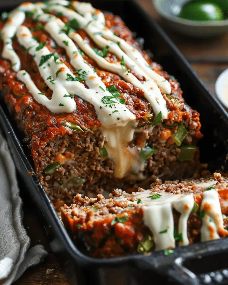 Smoky Jalapeño Popper Meatloaf with Creamy Ranch Drizzle