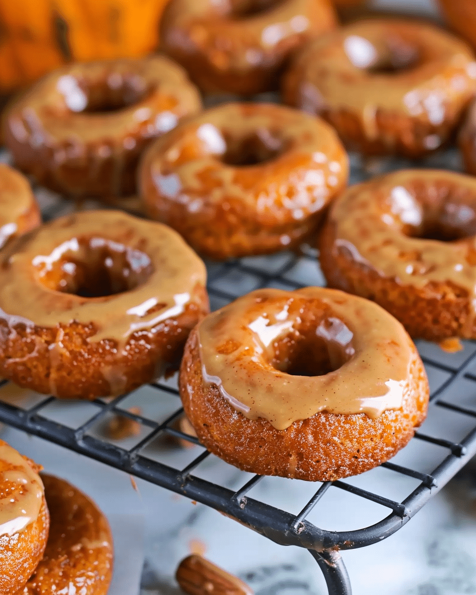 Baked Pumpkin Donuts with Maple Glaze