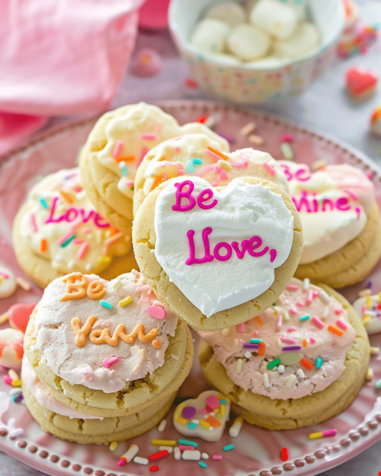 Conversation Heart Cookies with Marshmallow Fluff