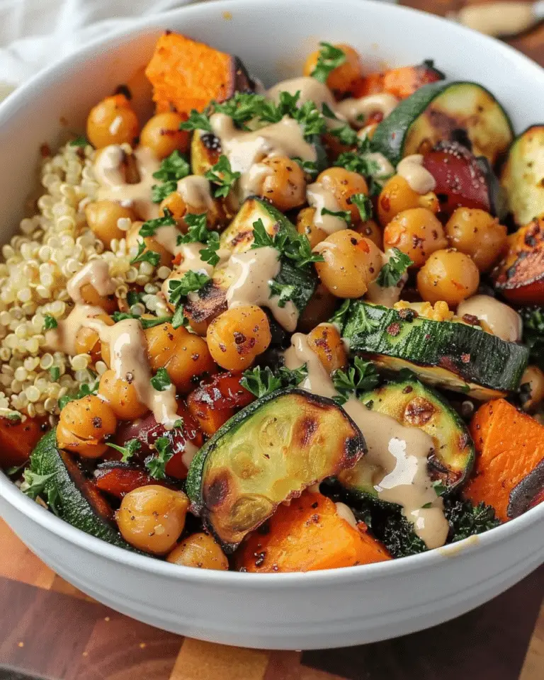 Roasted Vegetable & Chickpea Bowl with Tahini Dressing