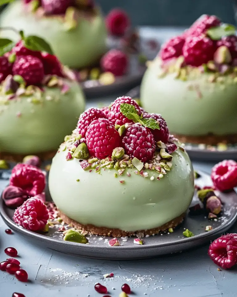 Pistachio & Raspberry Cheesecake Domes 3 Pistachio & Raspberry Cheesecake Domes