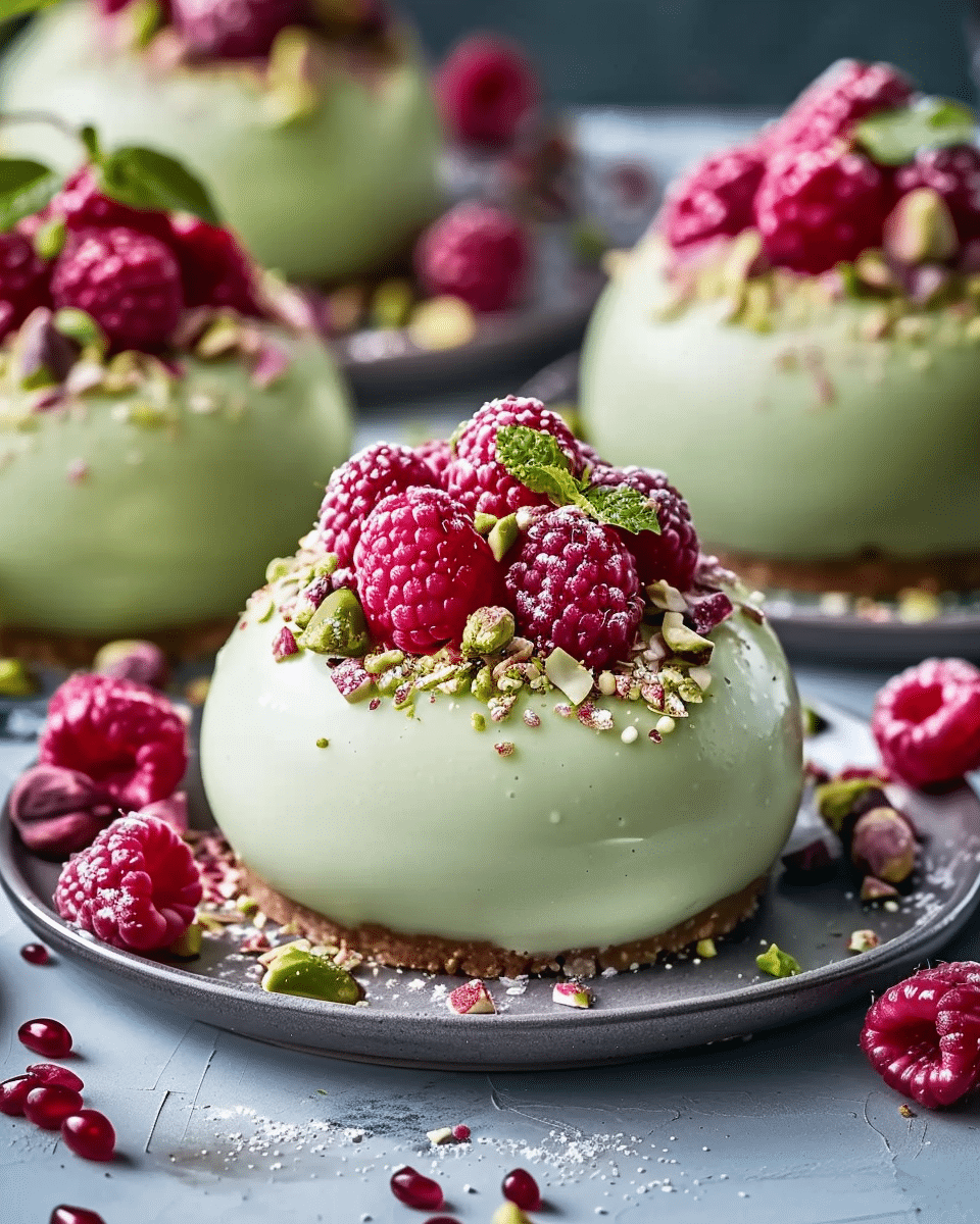 Pistachio & Raspberry Cheesecake Domes