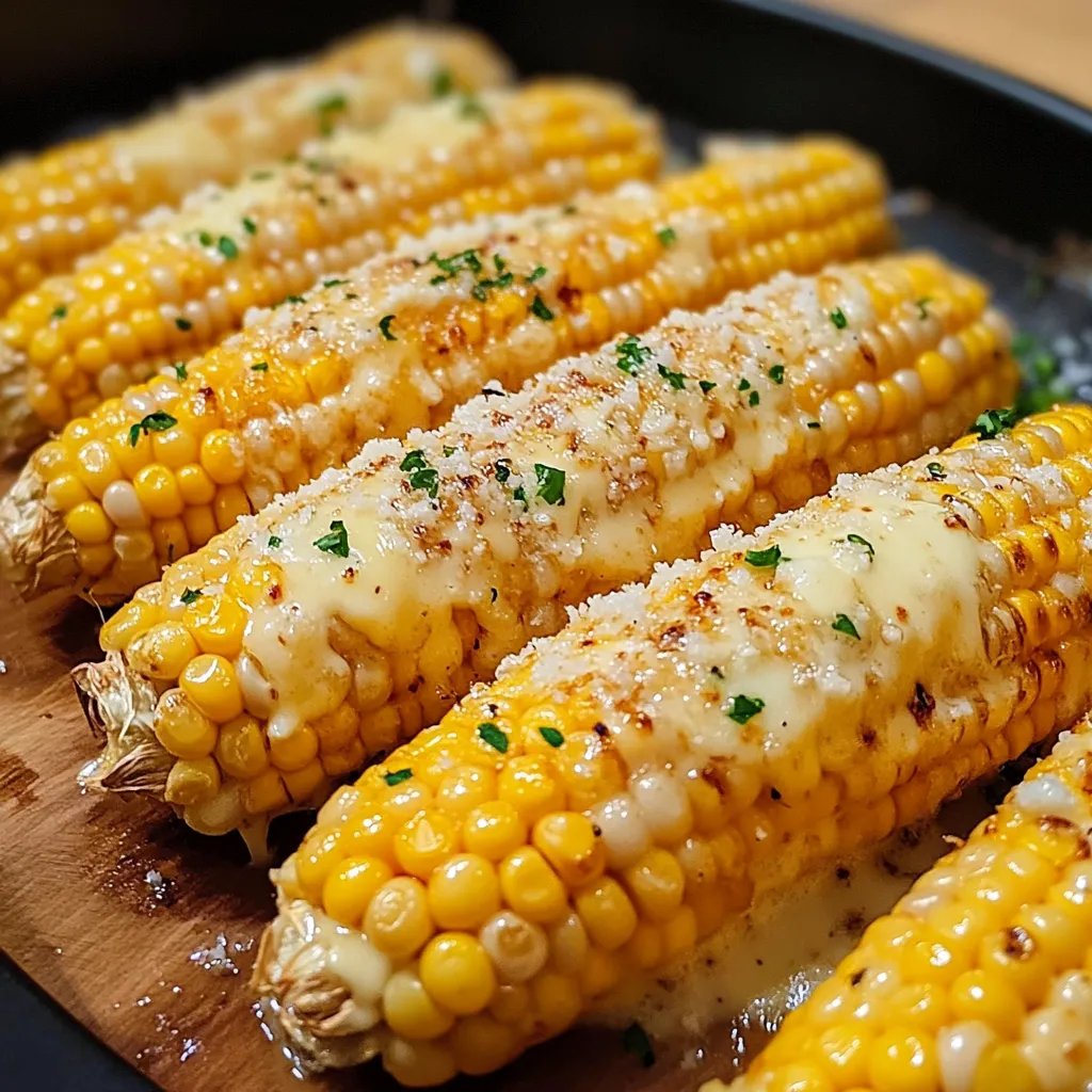 Cheesy Garlic Butter Corn on the Cob (Print Version) Recipe - Delicious homemade recipe